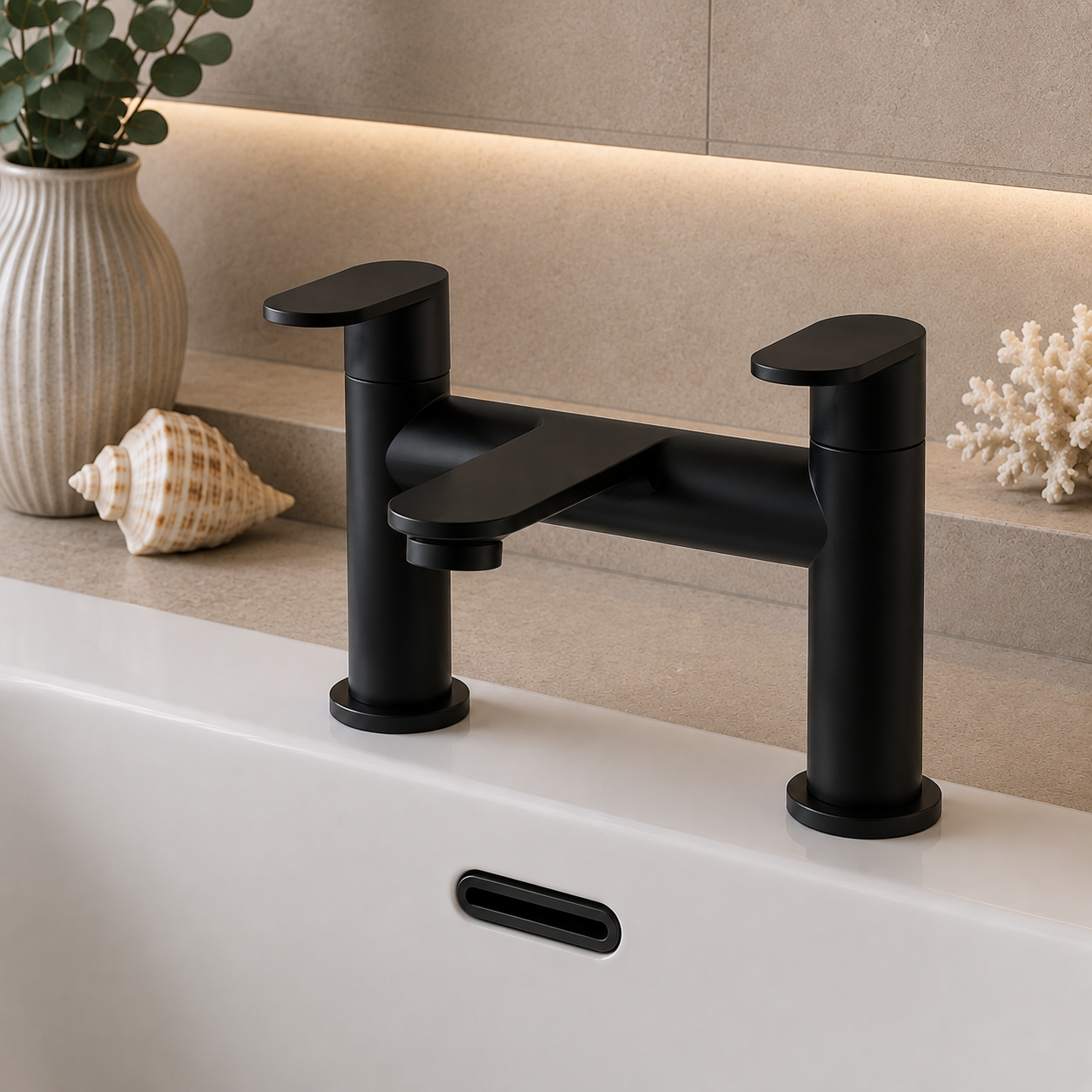 Eridge Deck Mounted Bath Filler - Chrome, Matt Black, Nickel or Matt Brushed Brass