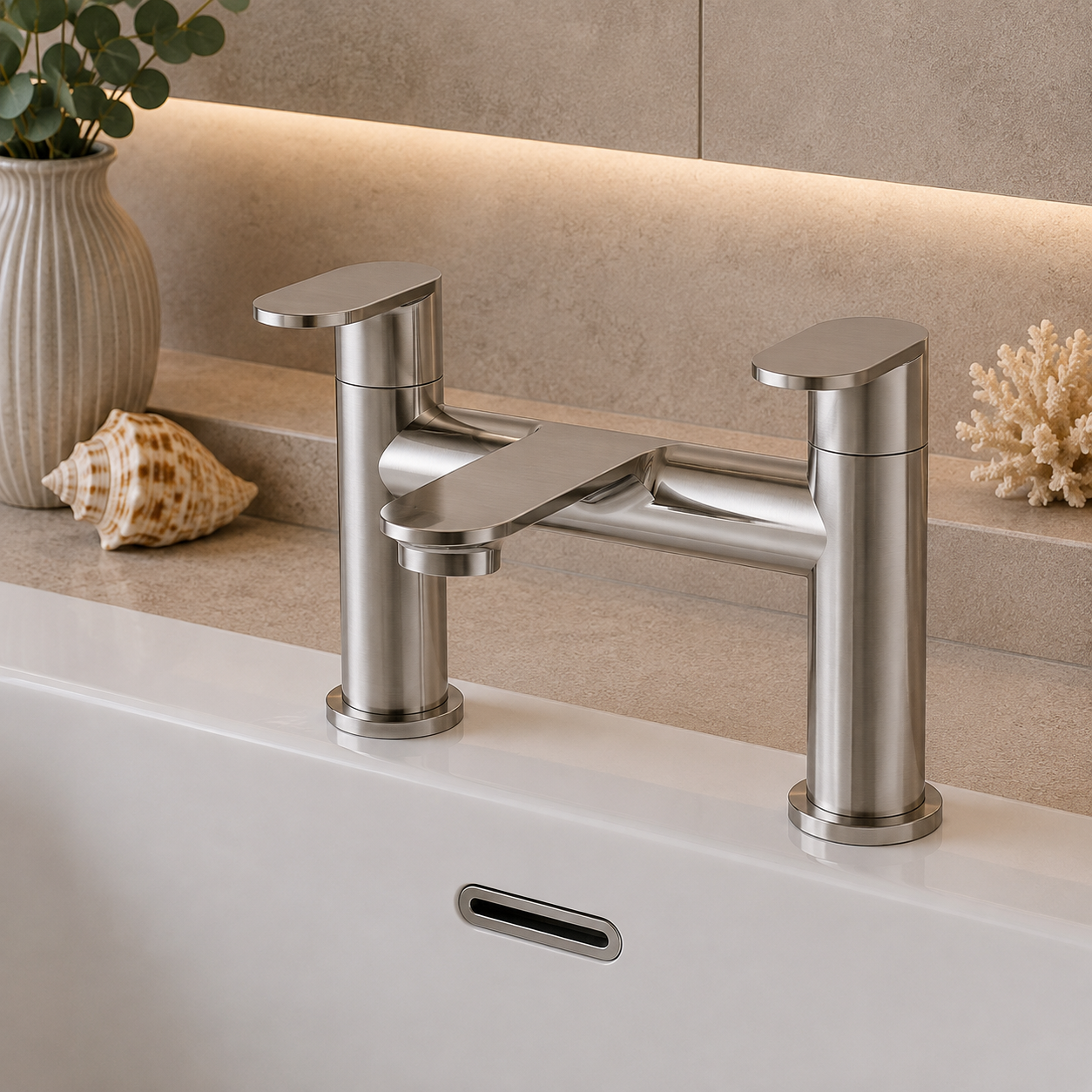Eridge Deck Mounted Bath Filler - Chrome, Matt Black, Nickel or Matt Brushed Brass