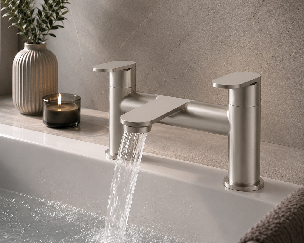 Eridge Brushed Nickel Bath Filler Tap – Deck Mounted