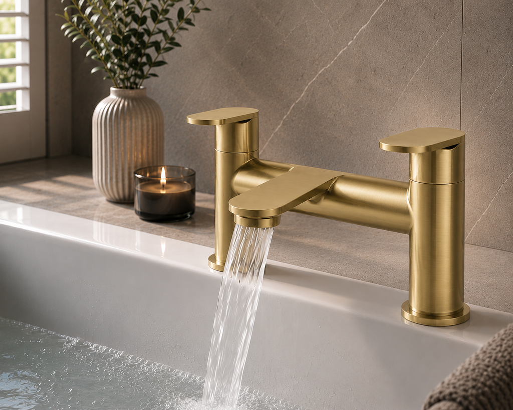Eridge Matt Brushed Brass Bath Filler Tap – Deck Mounted