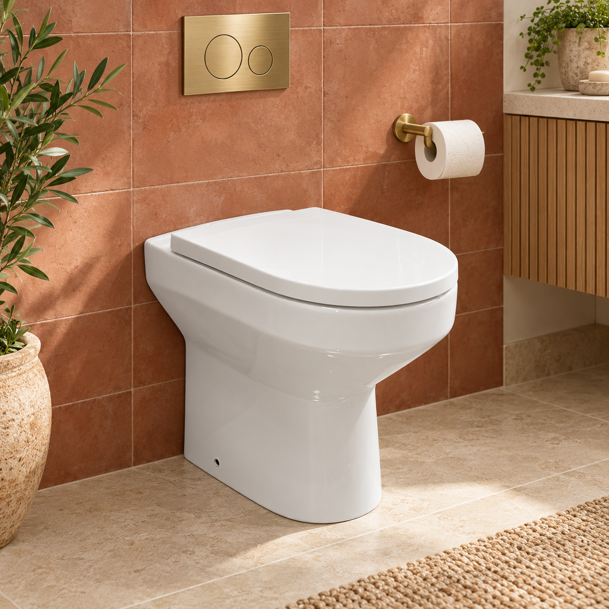 Estoril Tall Rimless Back to Wall Toilet with Soft Close Seat