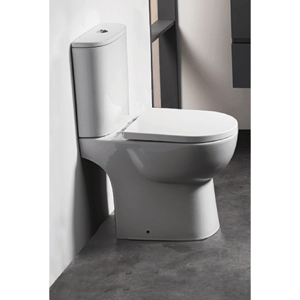 Estoril Rimless Tall Close Coupled WC including Soft Close Seat
