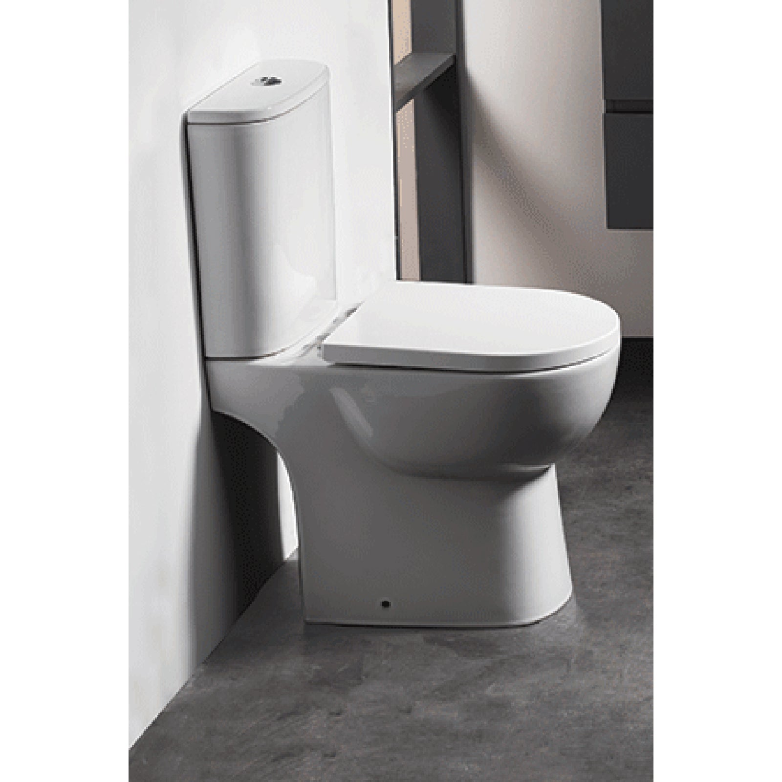 Estoril Rimless Tall Close Coupled WC including Soft Close Seat