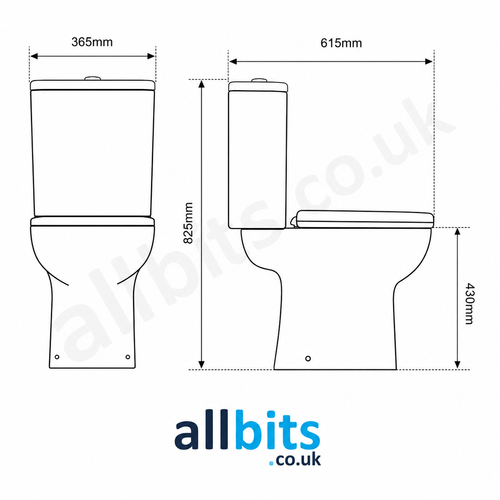 Estoril Rimless Tall Close Coupled WC including Soft Close Seat