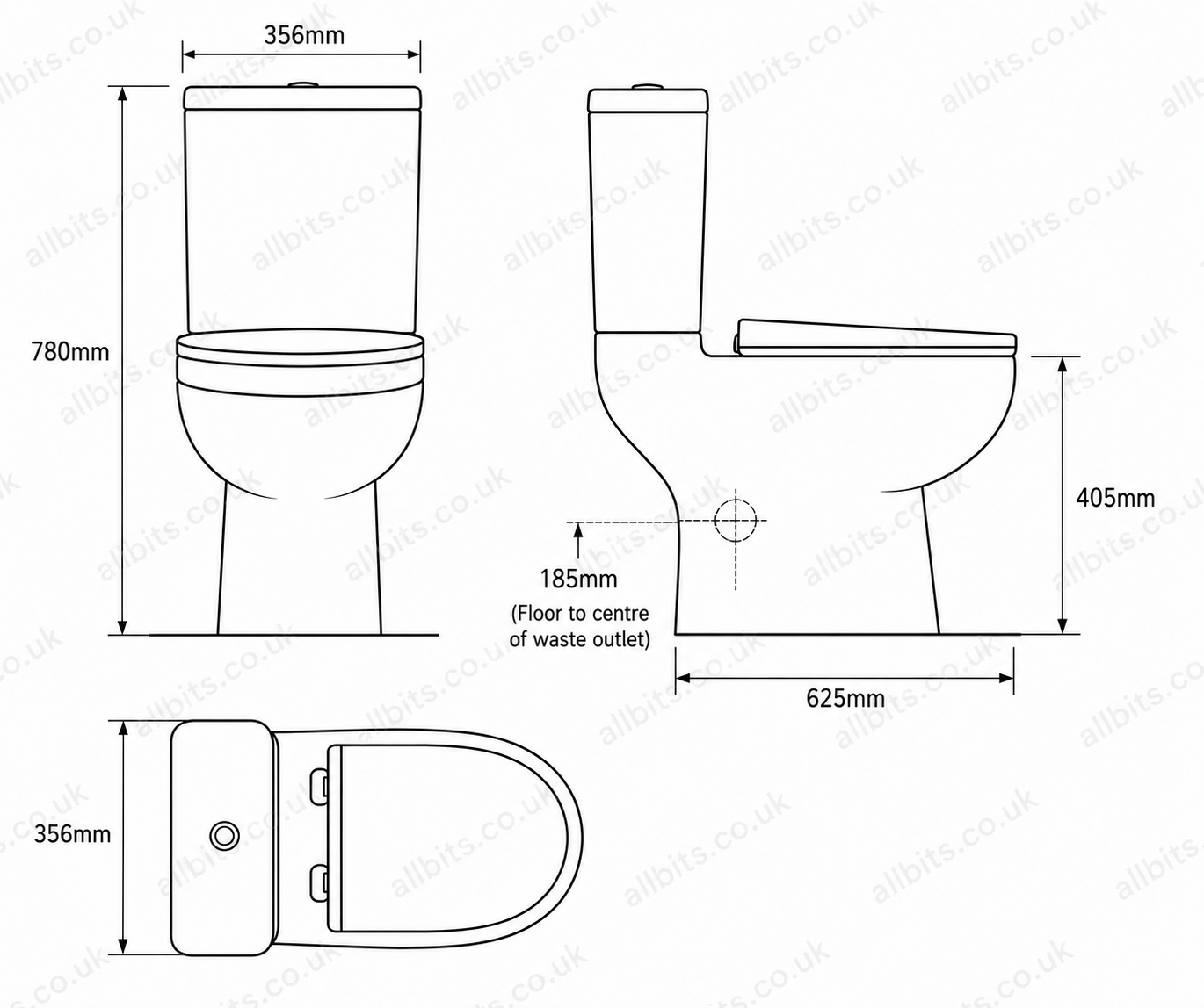 Eton Closed Sided WC including Soft Close Seat