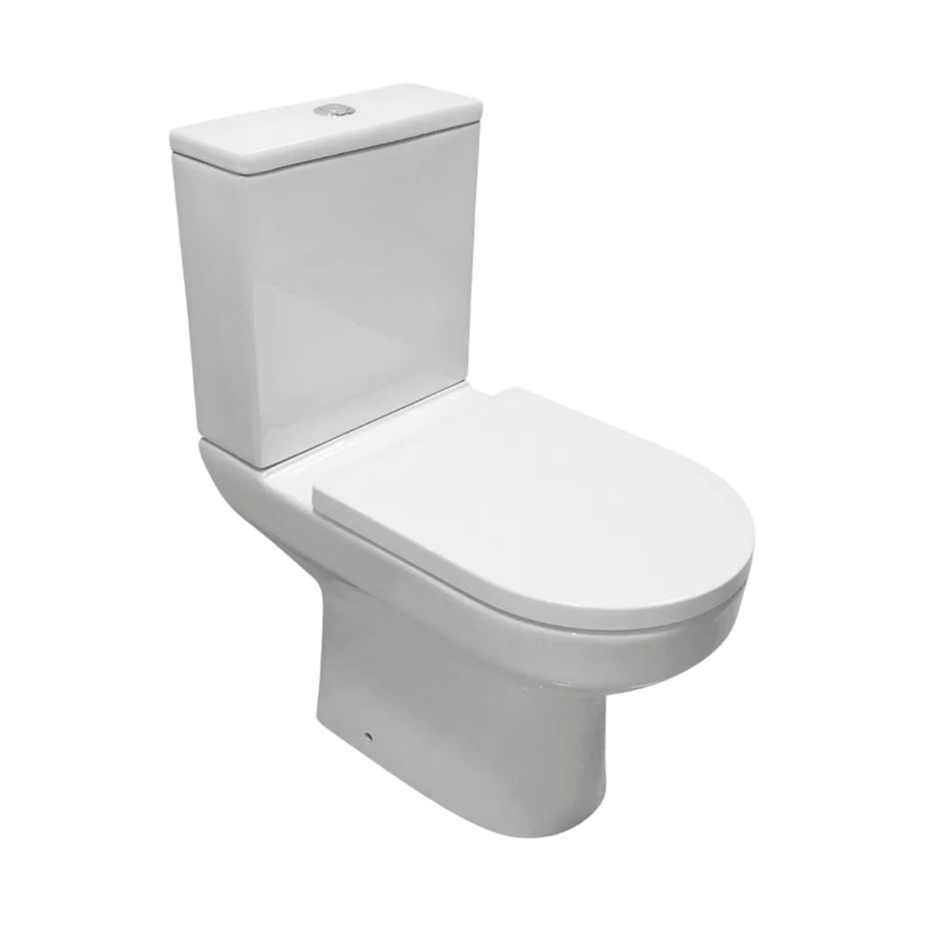 Evora Rimless Close Coupled Open Sided WC including Soft Close Seat