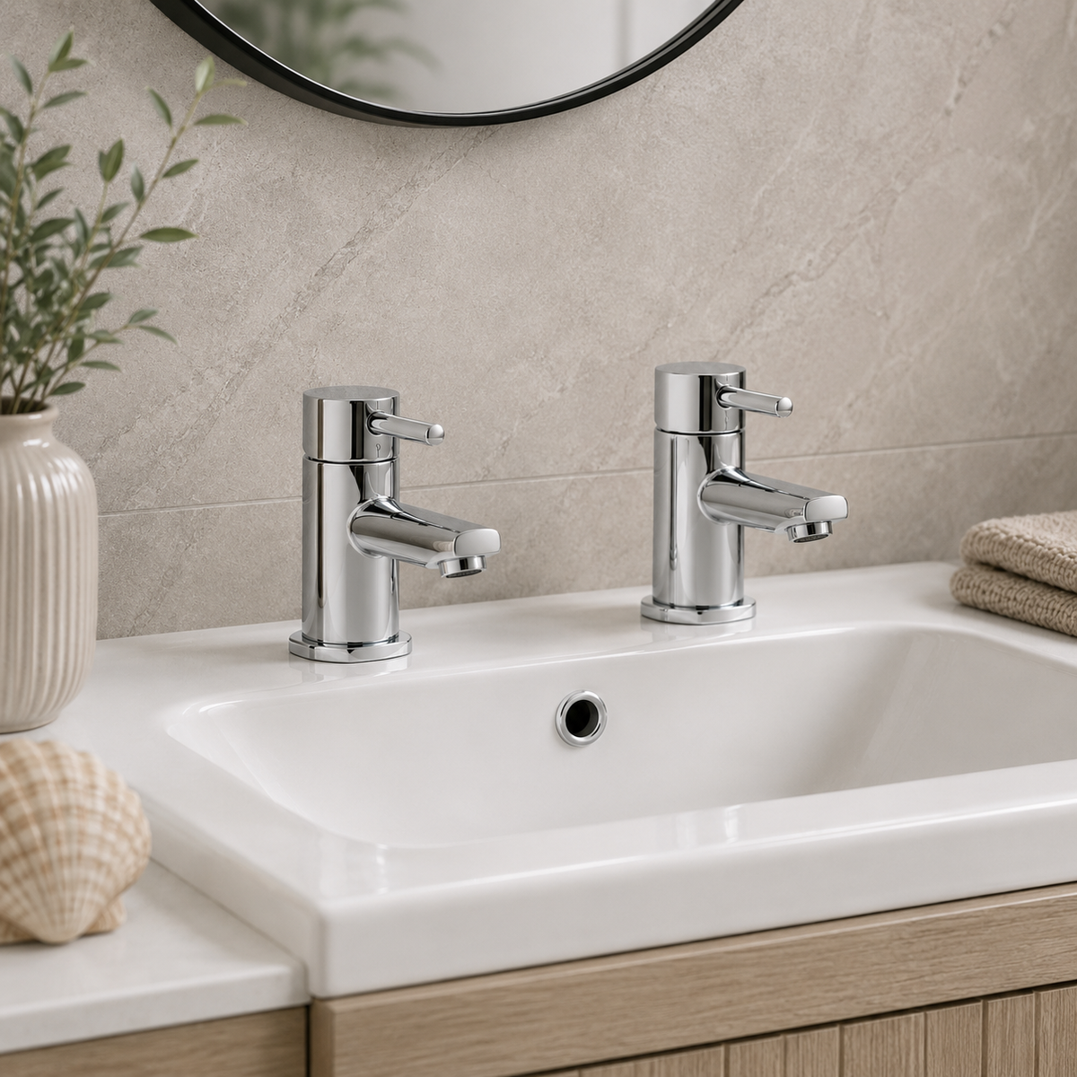 Frant Basin Pillar Taps Pair – Chrome