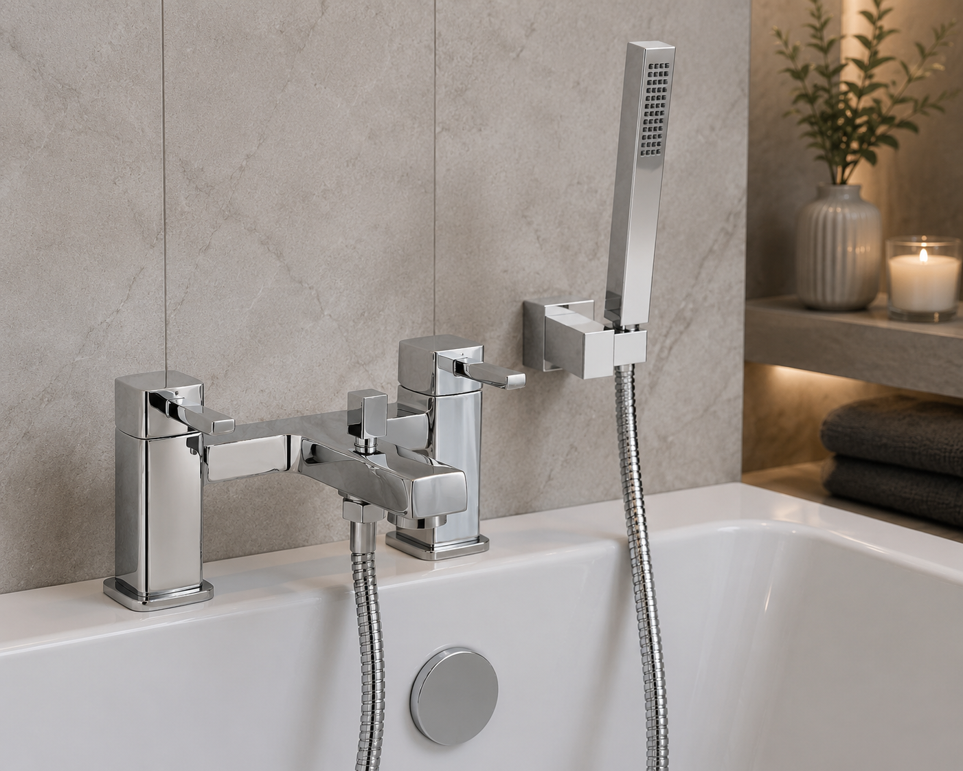 Frant Bath Shower Mixer Tap with Shower Kit – Chrome