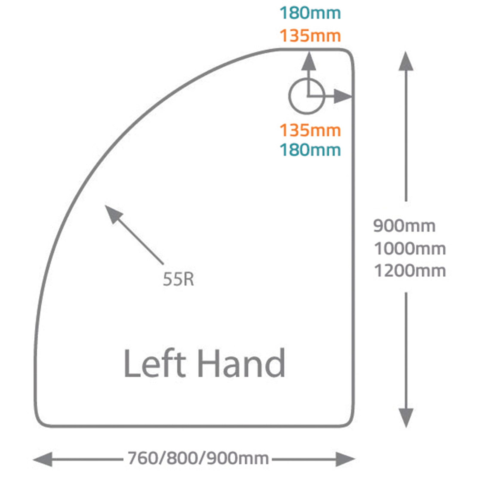 Genesis 40mm Quadrant Tray - 1200 x 800mm - LH