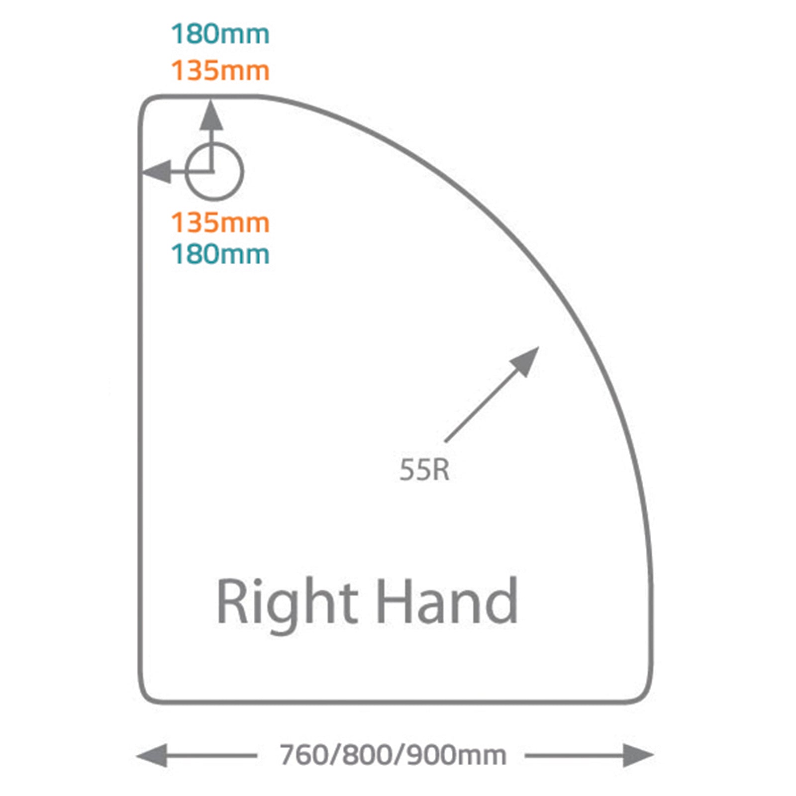 Genesis 40mm Quadrant Tray - 1200 x 900mm - RH
