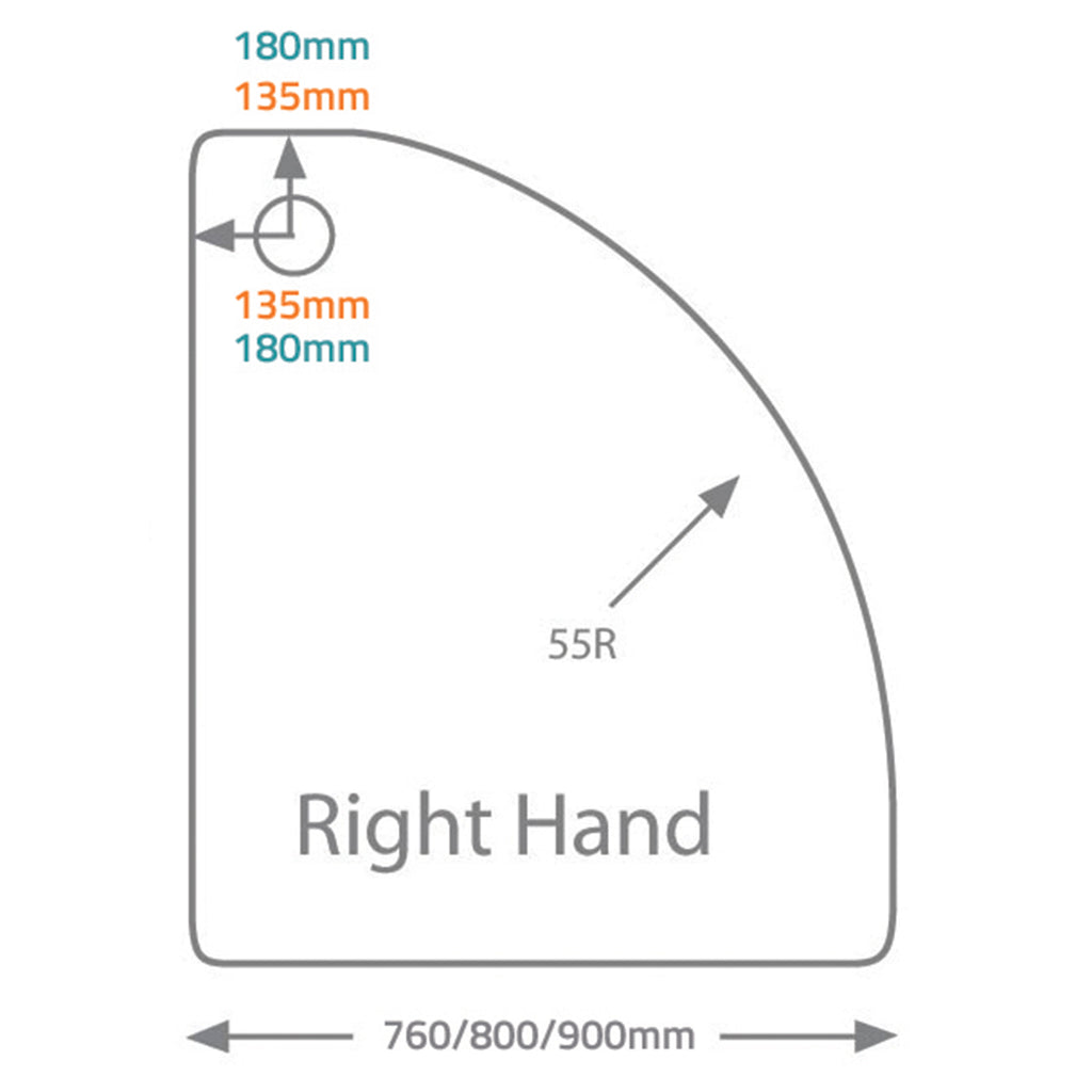 Genesis 40mm Quadrant Tray - 1000 x 800mm - RH