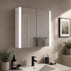 Genesis Monica 600mm Double Door LED Mirrored Bathroom Cabinet with Shaver Socket - Gloss White