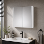 Genesis Oregon 600mm Double Door Mirrored Bathroom Cabinet - Gloss White
