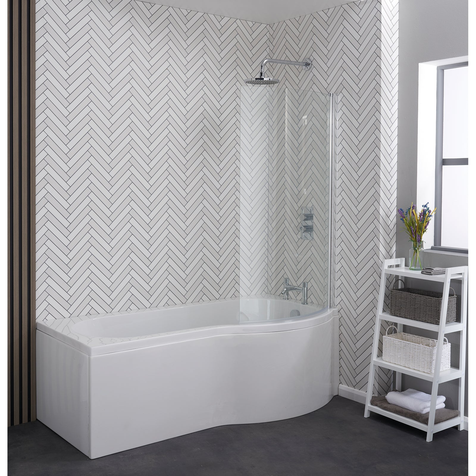 Giza 1700 x 700mm Shower Bath, Screen & Panels - RH