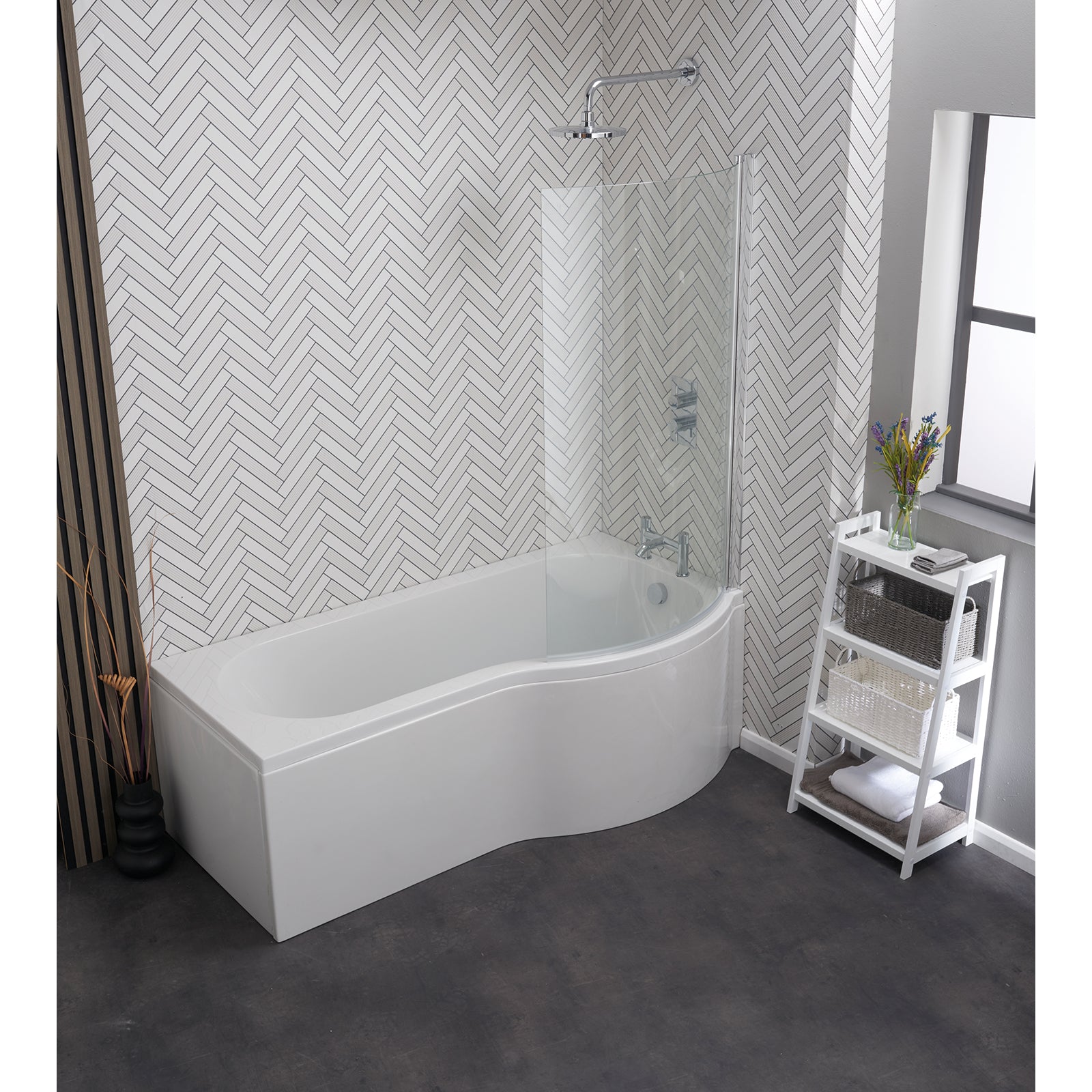 Giza 1700 x 700mm Shower Bath, Screen & Panels - RH