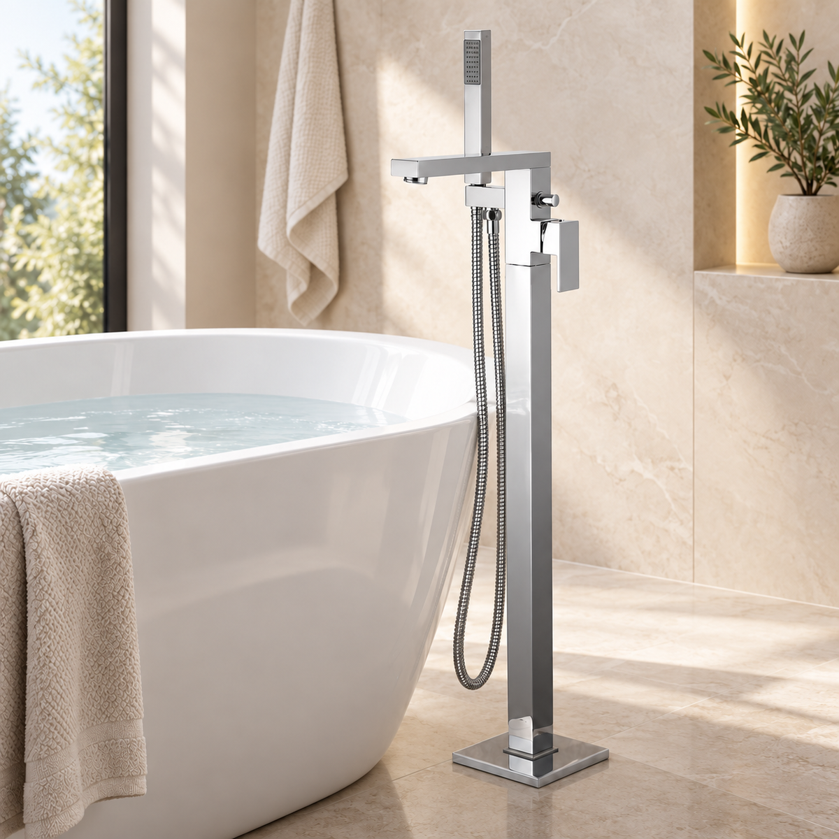 Grosvenor Chrome Floorstanding Bath Shower Mixer