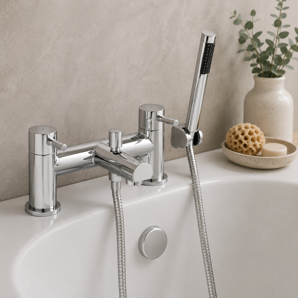 Hawkenbury Deck Mounted Bath Shower Mixer Tap with Shower Kit – Chrome