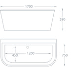 Monza Freestanding Bath - 1700 x 750mm