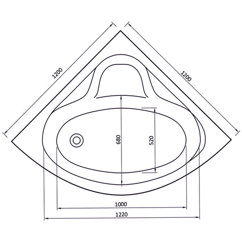 Idaho 1200 x 1200mm Corner Bath