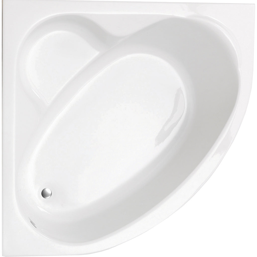 Overhead view of the Idaho corner bath showing its oval bathing well, recessed seat and end waste