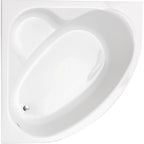 Overhead view of the Idaho corner bath showing its oval bathing well, recessed seat and end waste