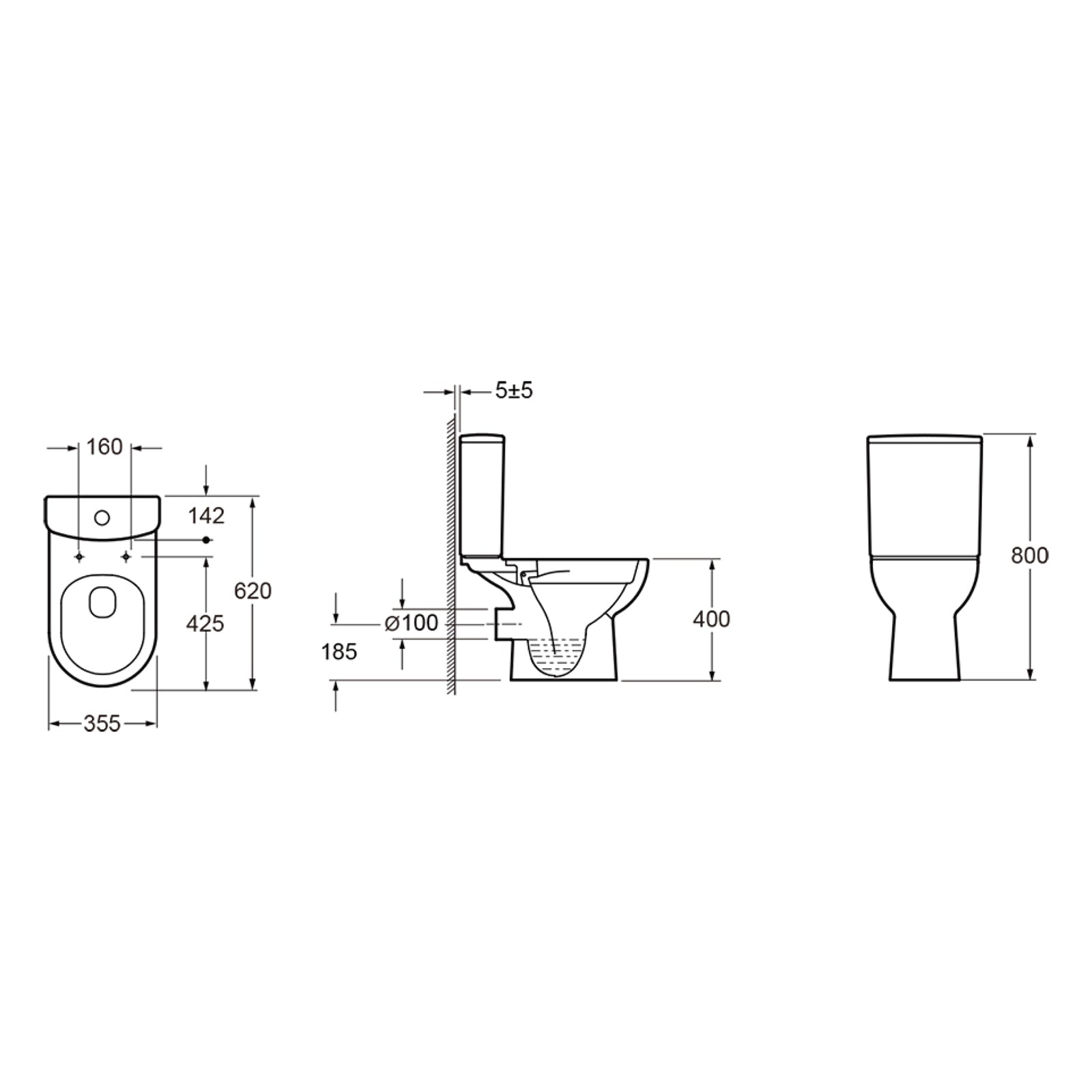 Imex Ivan Rimless Short Projection Open Back Close Coupled Pan