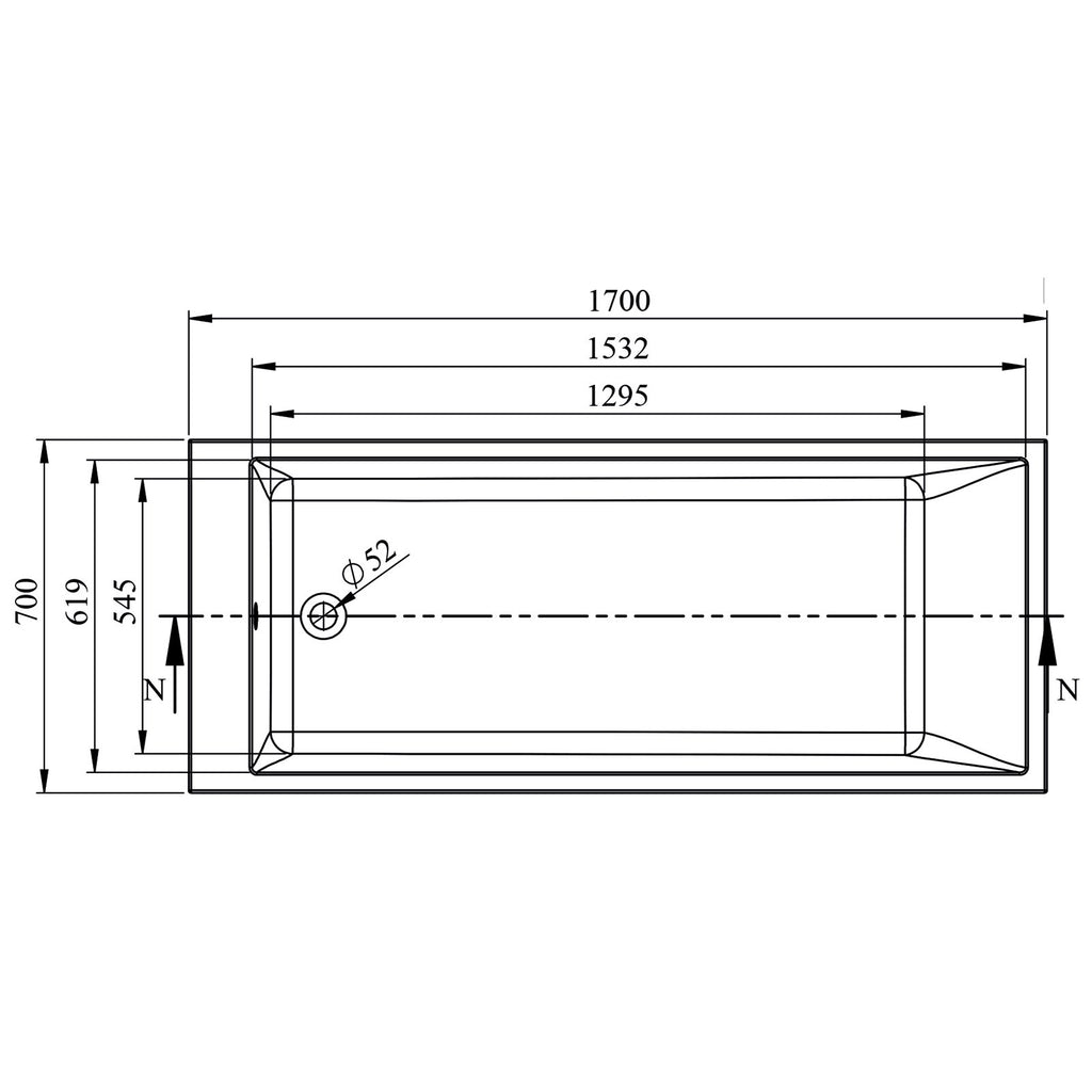 Indiana 1700 x 700mm Single Ended Bath