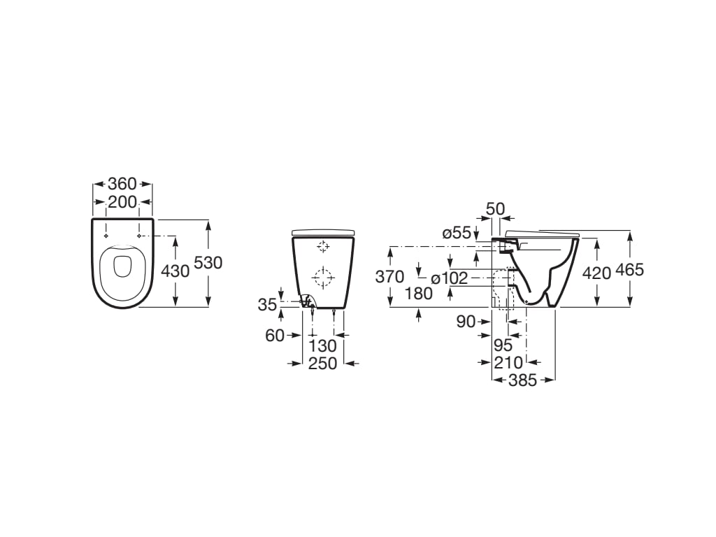 Roca Ona Rimless Back to Wall Pan