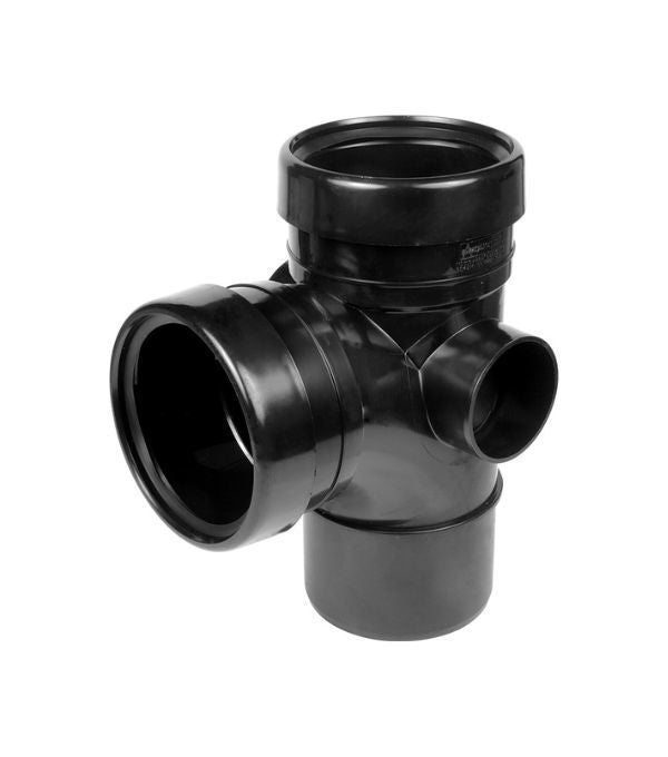 92.5 Deg Double Socket Branch Without Bosses Black