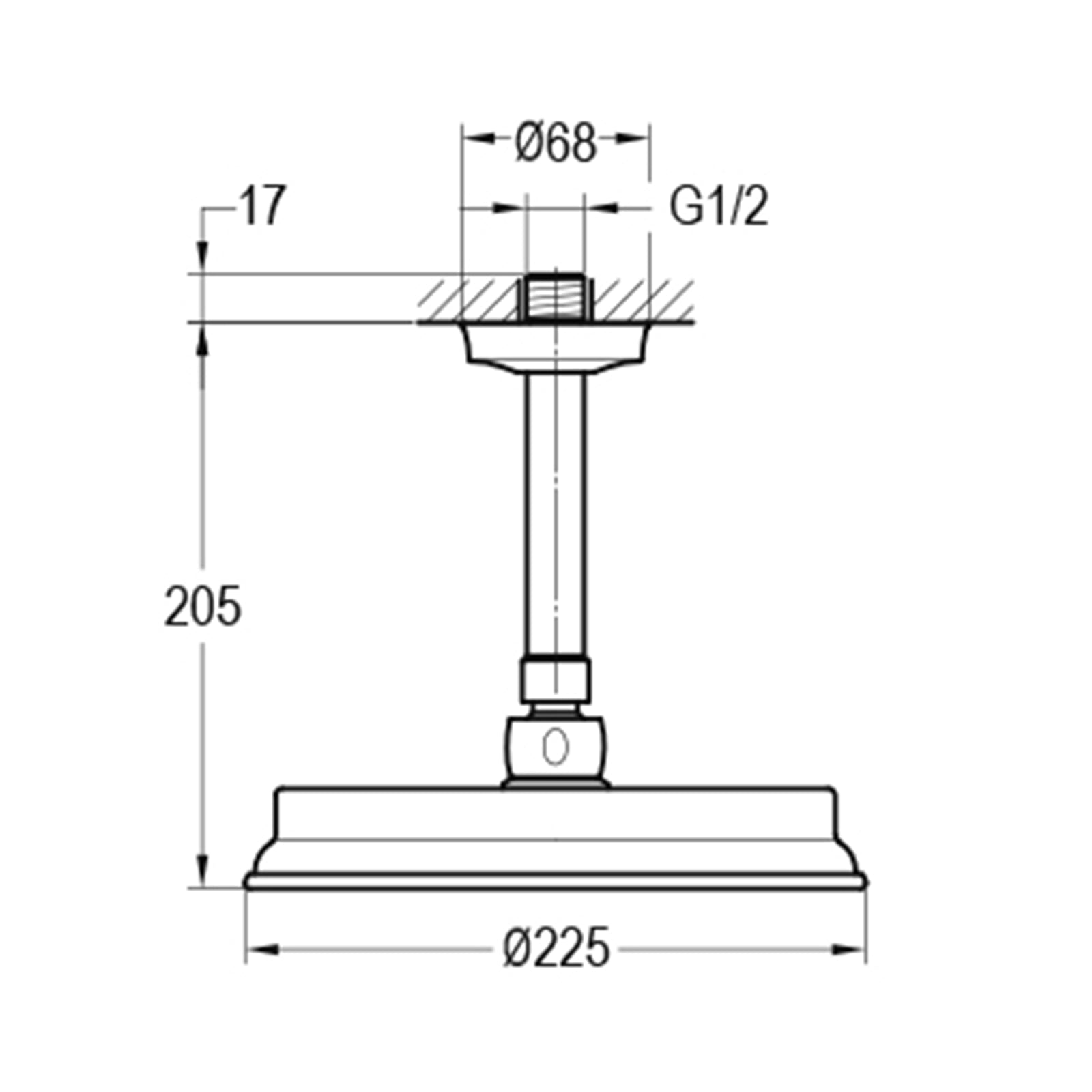 Flova Liberty Traditional Ceiling Mounted Shower Arm