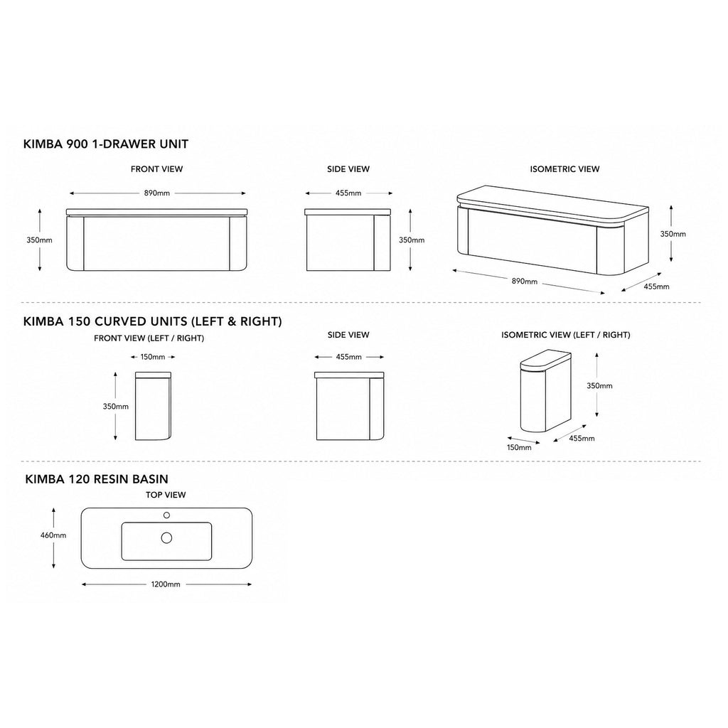 Kimba 120 Curved Wall-Hung Vanity Unit