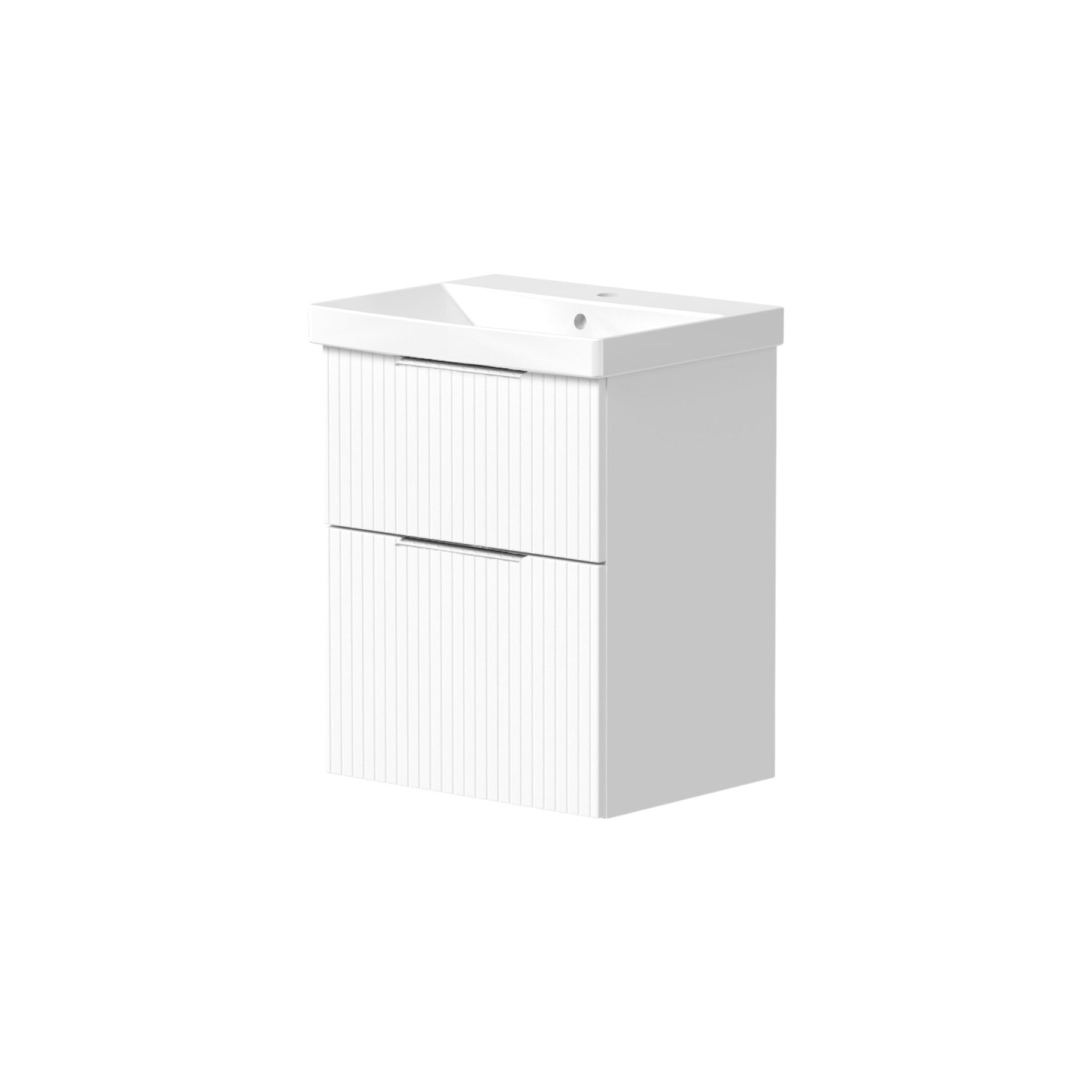 Knole Fluted 500mm Wall Hung Vanity Unit with Ceramic Basin - Matt White, Graphite or Sage Green