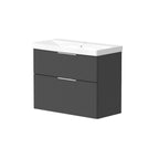 Knole Fluted 800mm Wall Hung Vanity Unit with Ceramic Basin - Matt White, Graphite or Sage Green