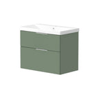 Knole Fluted 800mm Wall Hung Vanity Unit with Ceramic Basin - Matt White, Graphite or Sage Green