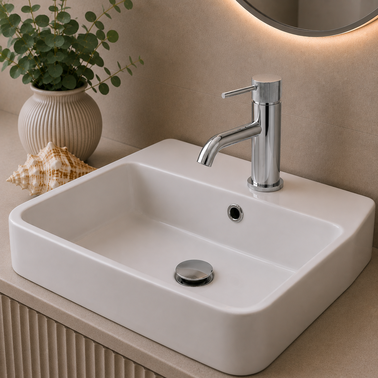 Knole Basin Mixer with Slotted Click-Clack Waste