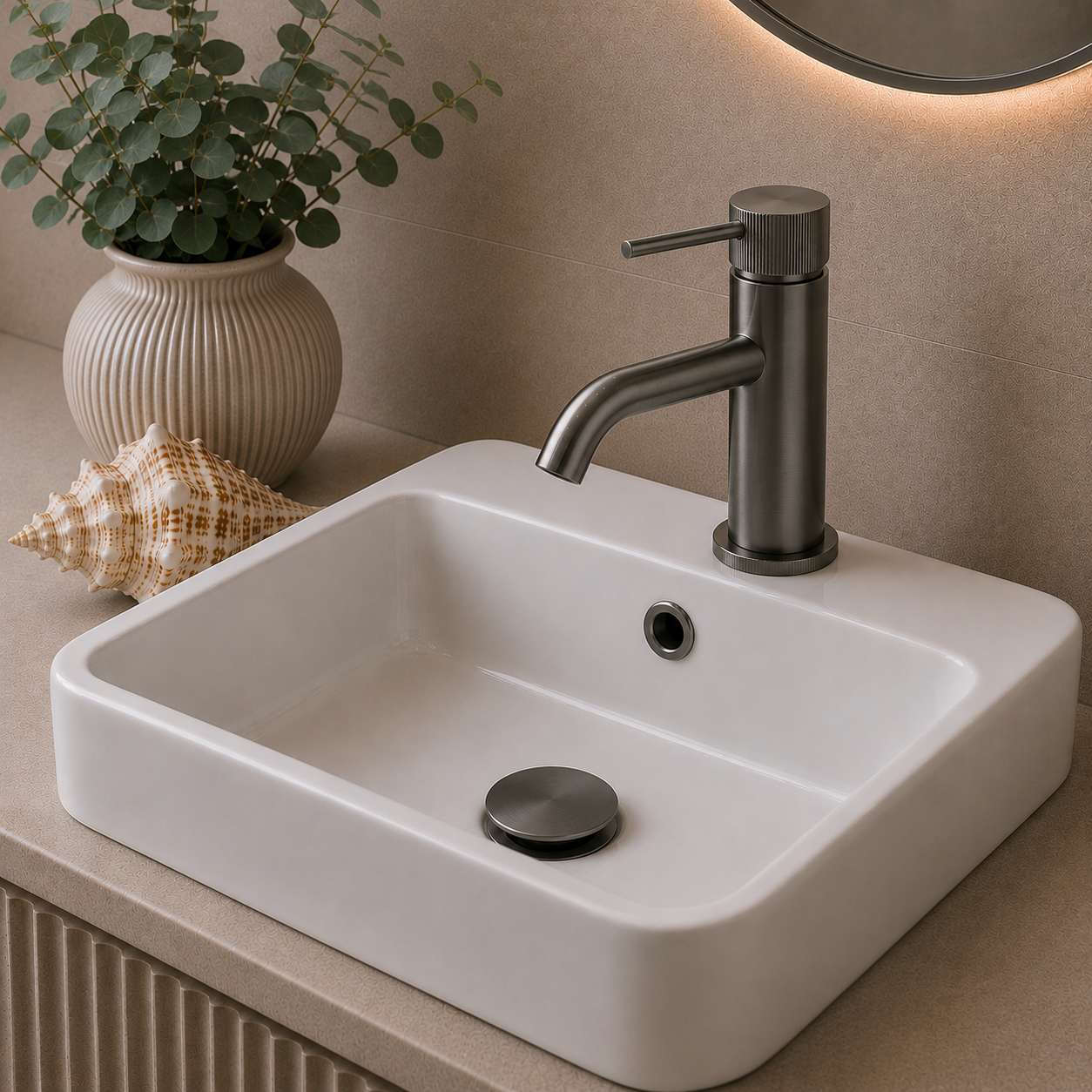 Knole Basin Mixer with Slotted Click-Clack Waste