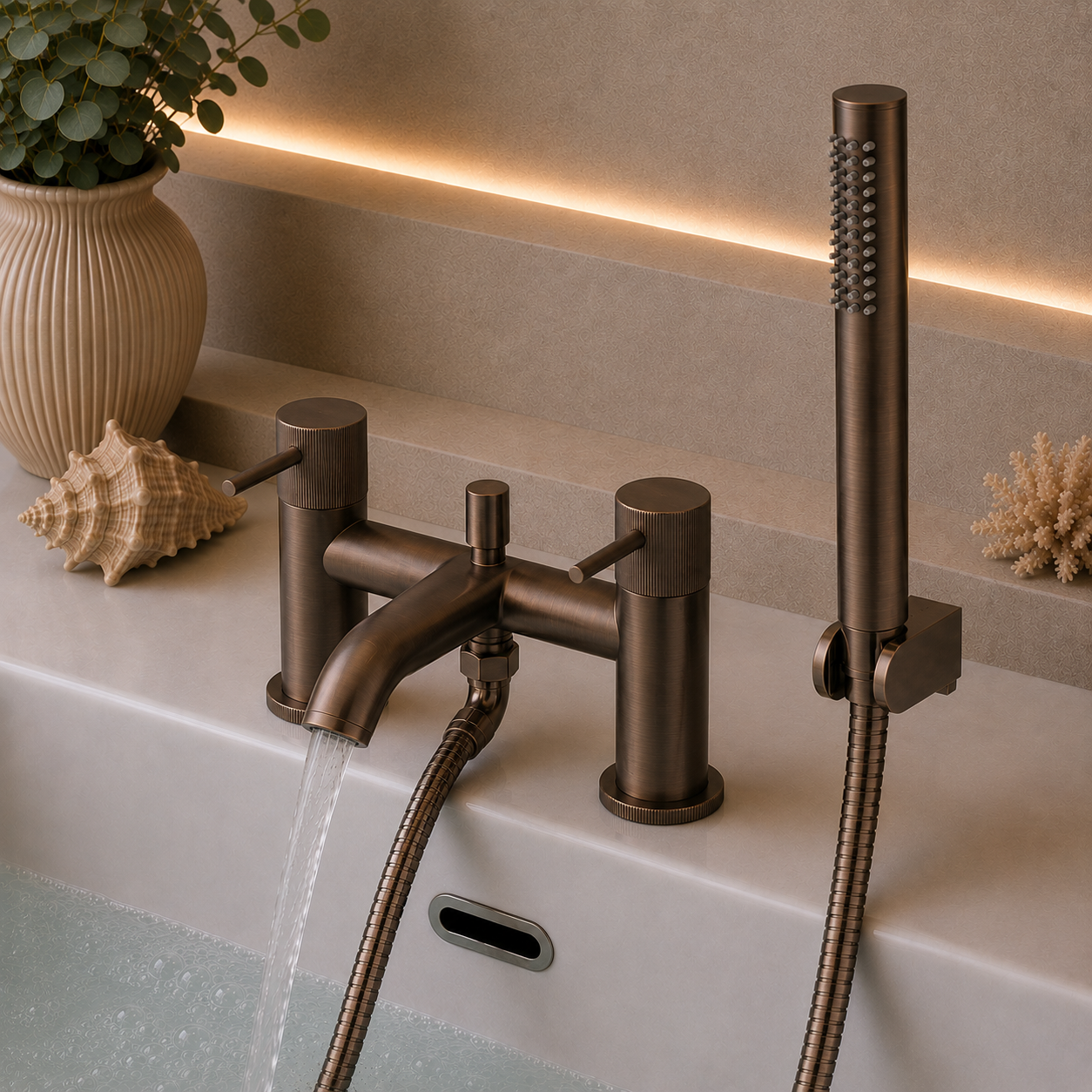 Knole Deck Mounted Bath Shower Mixer – 5 Finishes