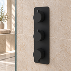 Knole Fluted Double Outlet Three Control Concealed Thermostatic Shower Valve