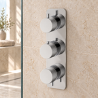 Knole Fluted Double Outlet Three Control Concealed Thermostatic Shower Valve