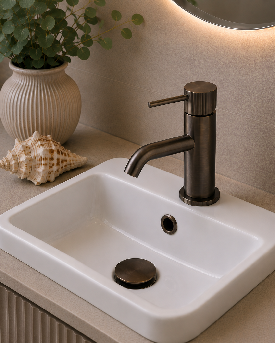 Knole Mini Basin Mixer with Slotted Click-Clack Waste