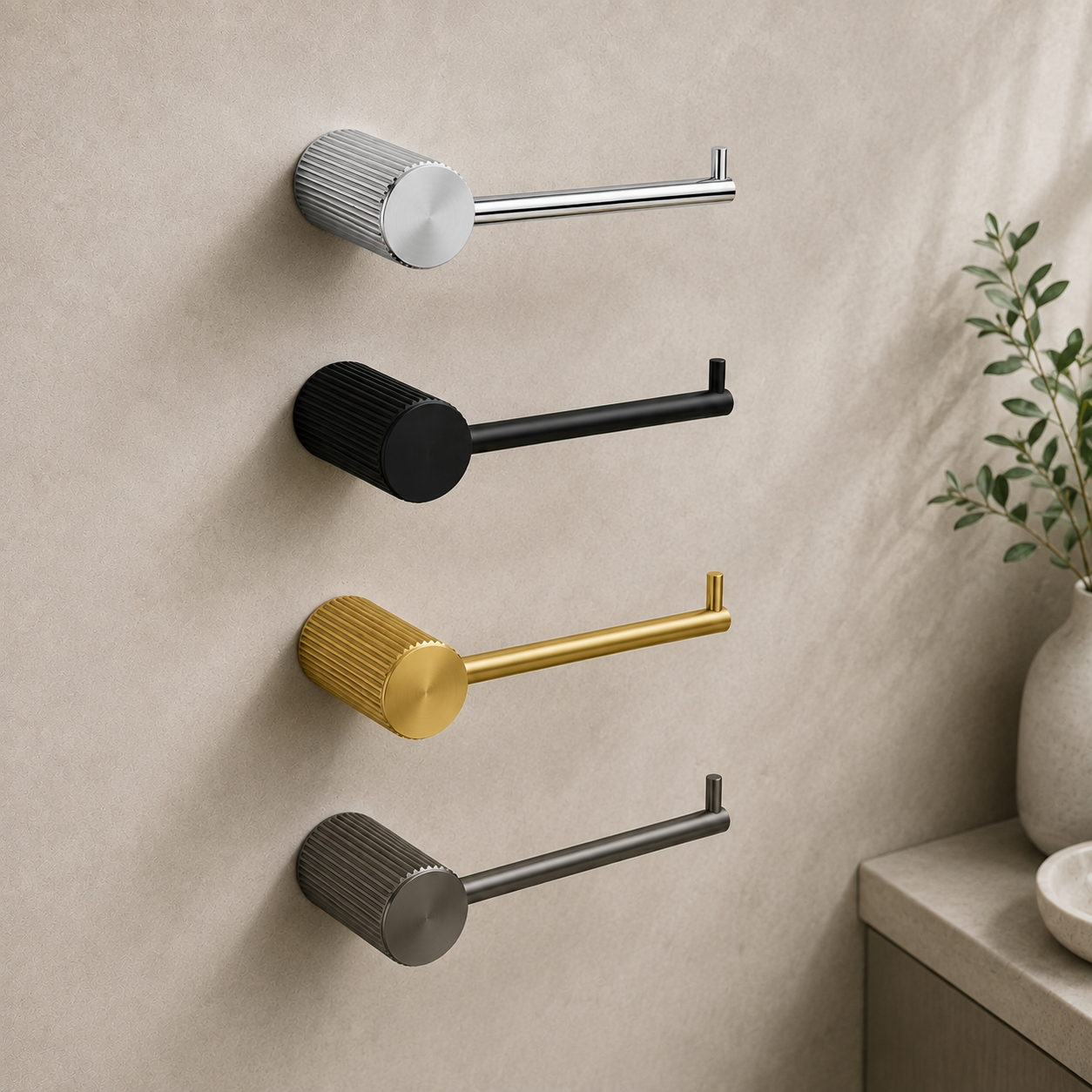Knole Toilet Roll Holder | Chrome, Matt Black, Gunmetal Grey & Matt Brushed Brass