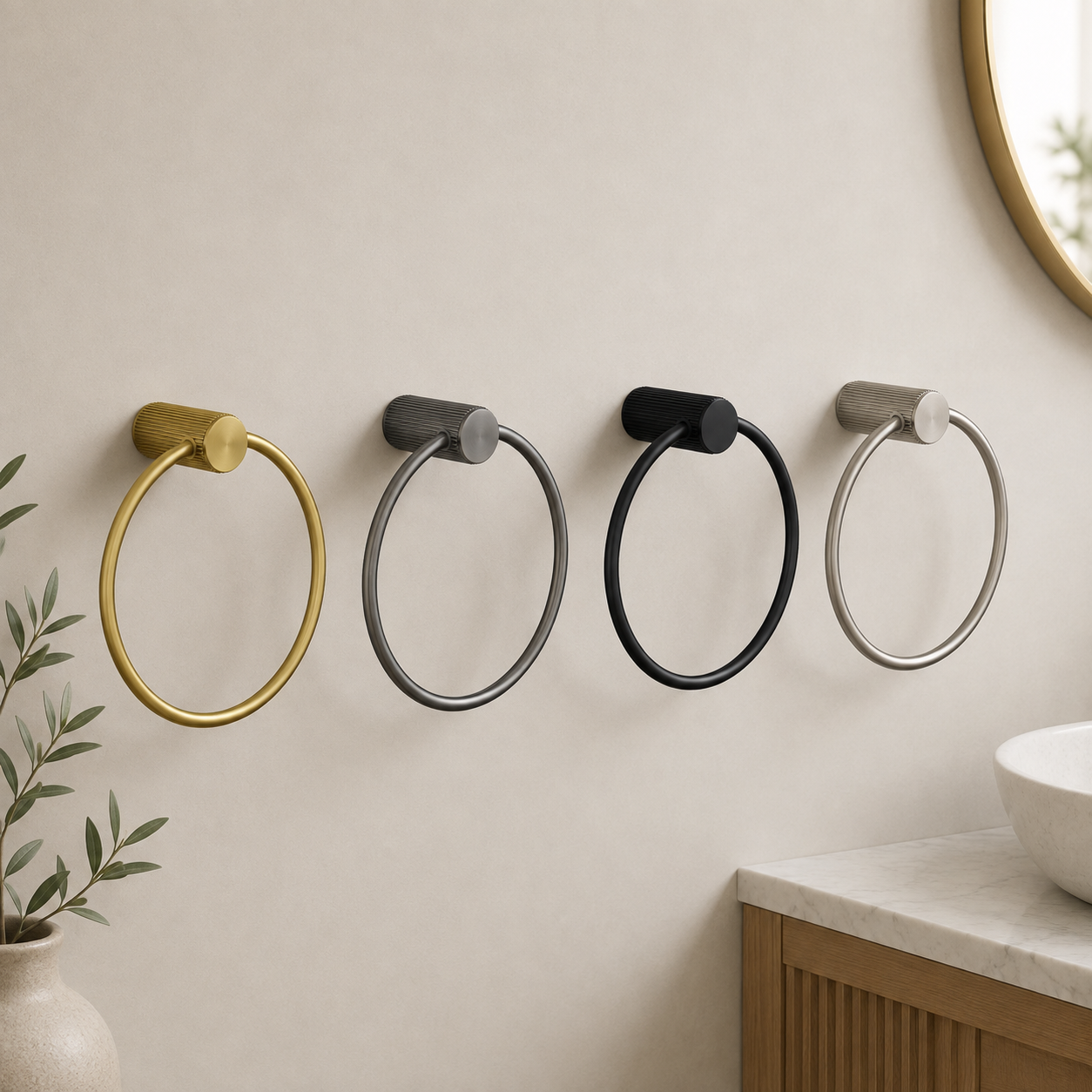 Knole Towel Ring | Chrome, Matt Black, Gunmetal Grey & Matt Brushed Brass