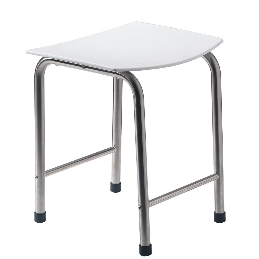 Comfort Shower Stool with Chrome Frame & White Seat