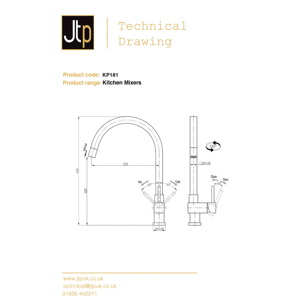 Kubix Pull Out Single Lever Kitchen Sink Mixer