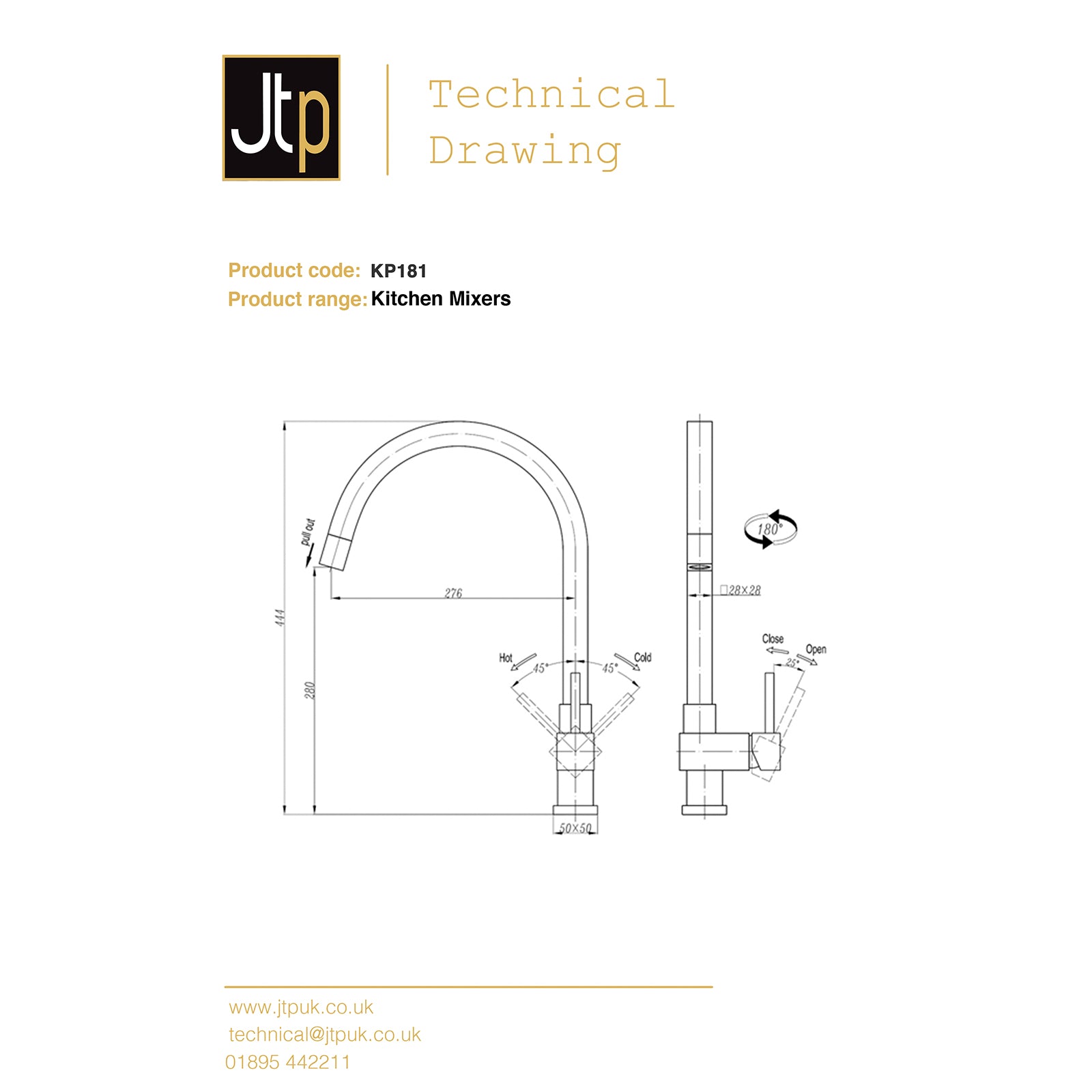 Kubix Pull Out Single Lever Kitchen Sink Mixer