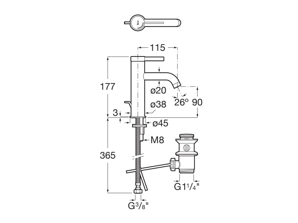 Roca Ona Basin Mixer with Cold Start