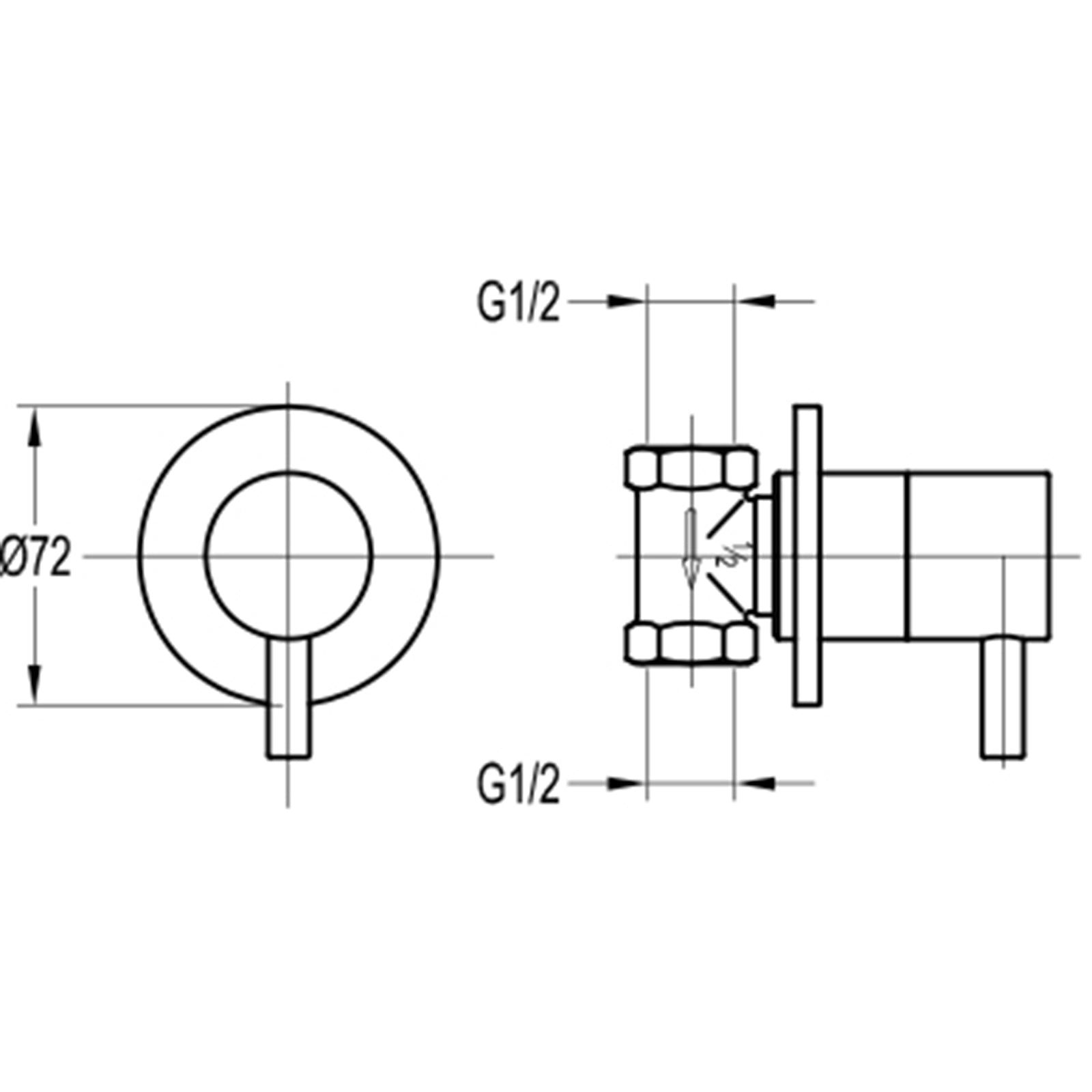 Levo Wall Mounted Hot Shut Off Valve - Brushed Gold