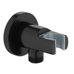 Levo Wall Outlet Elbow with Handset Holder - Matt Black