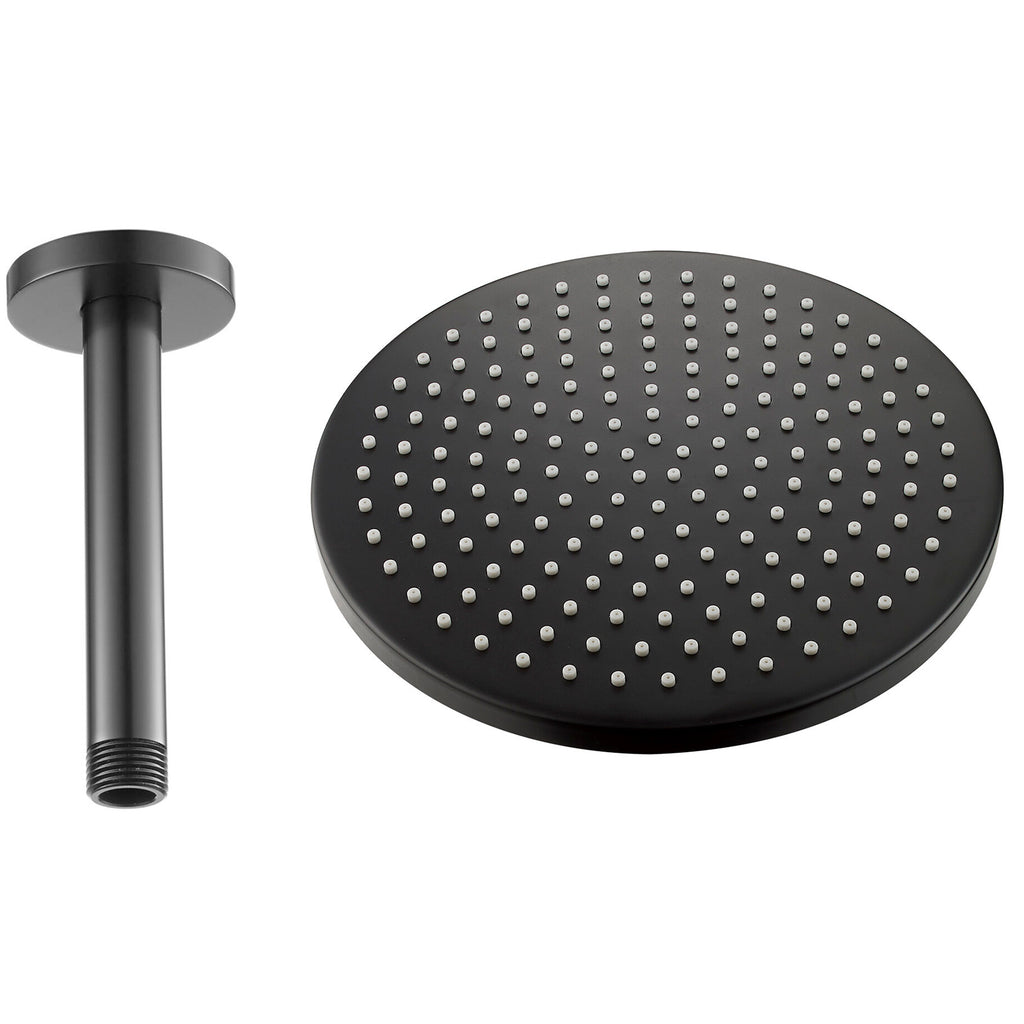 Levo 250mm Design Air-Mixed Rainshower & Ceiling Shower Arm - Matt Black