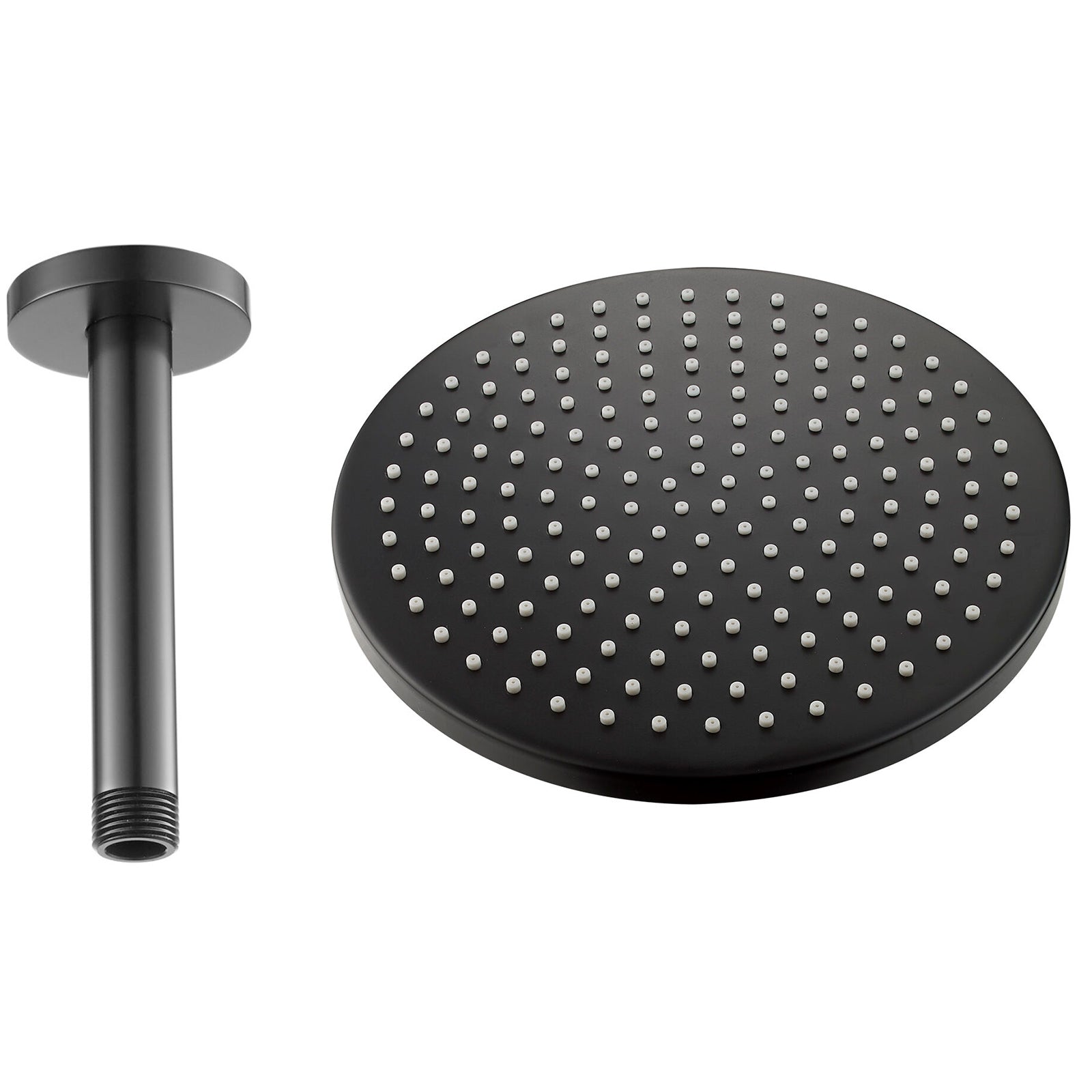 Levo 250mm Design Air-Mixed Rainshower & Ceiling Shower Arm - Matt Black